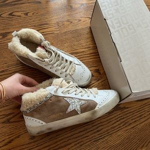 Golden Goose Mid Star Shearing Glitter Sneakers